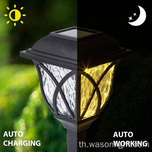 Wason 2/6 แพ็ค LED Auto On/Off Off Solar Powered Crystal Pathway Stake Garden Light สำหรับลานลานบ้านและทางเดิน